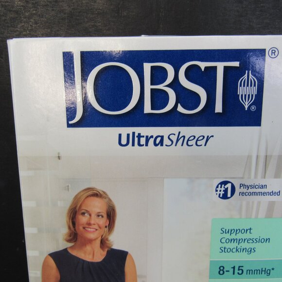 Jobst Ultra Sheer Classic Black Support Compression Stocking 8-15 mmHg Thigh CT - Picture 2 of 7